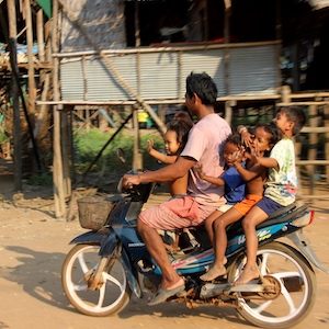 Family on motorcycle