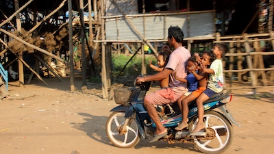 Family on motorcycle